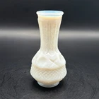 Vintage Small "X and O" White Milk Glass Bud Vase 4"