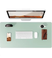 Large Pale Green Mouse Pad Office Desk Mat Non-Slip PU Leather Desk Pad Protect