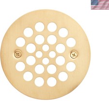 4-1/4" Solid Brass Round Shower Drain Strainer - Brushed Gold Finish for Luxury
