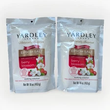 (2) Yardley London Soothing Epsom Salt Berry Blossom Soaking Solution 16oz Each