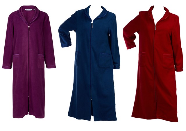 women's long zipped dressing gowns