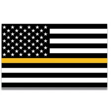 Thin Gold Line American Flag Magnet Decal, 5x8 Inches, Gold, White, Automotive