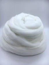 White Wool Roving for Spinning into Yarn or Wet/ Needle Felting, Merino Fiber