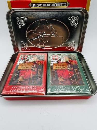 Cartas de Coca Cola 1998 2 barajas vintage Tin Nostalgia retro Santa NUEVO - Imagen 8 de 10