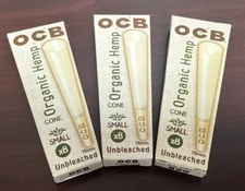 OCB ORGANIC SMALL (78mm) 8pk Cones -3 PACKS -24 Total Cones