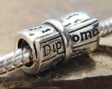 .925 SILVER BEAD EUROPEAN CHARM FOR BRACELET GRADUATION DIPLOMA SCROLL A119