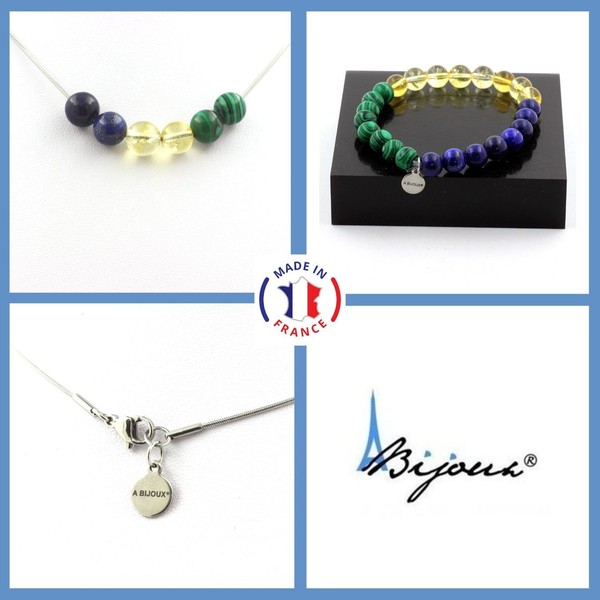 Satz Armband Halskette Perlen Citrin+Lapislazuli+Malachit 8 GrößE Pers-image