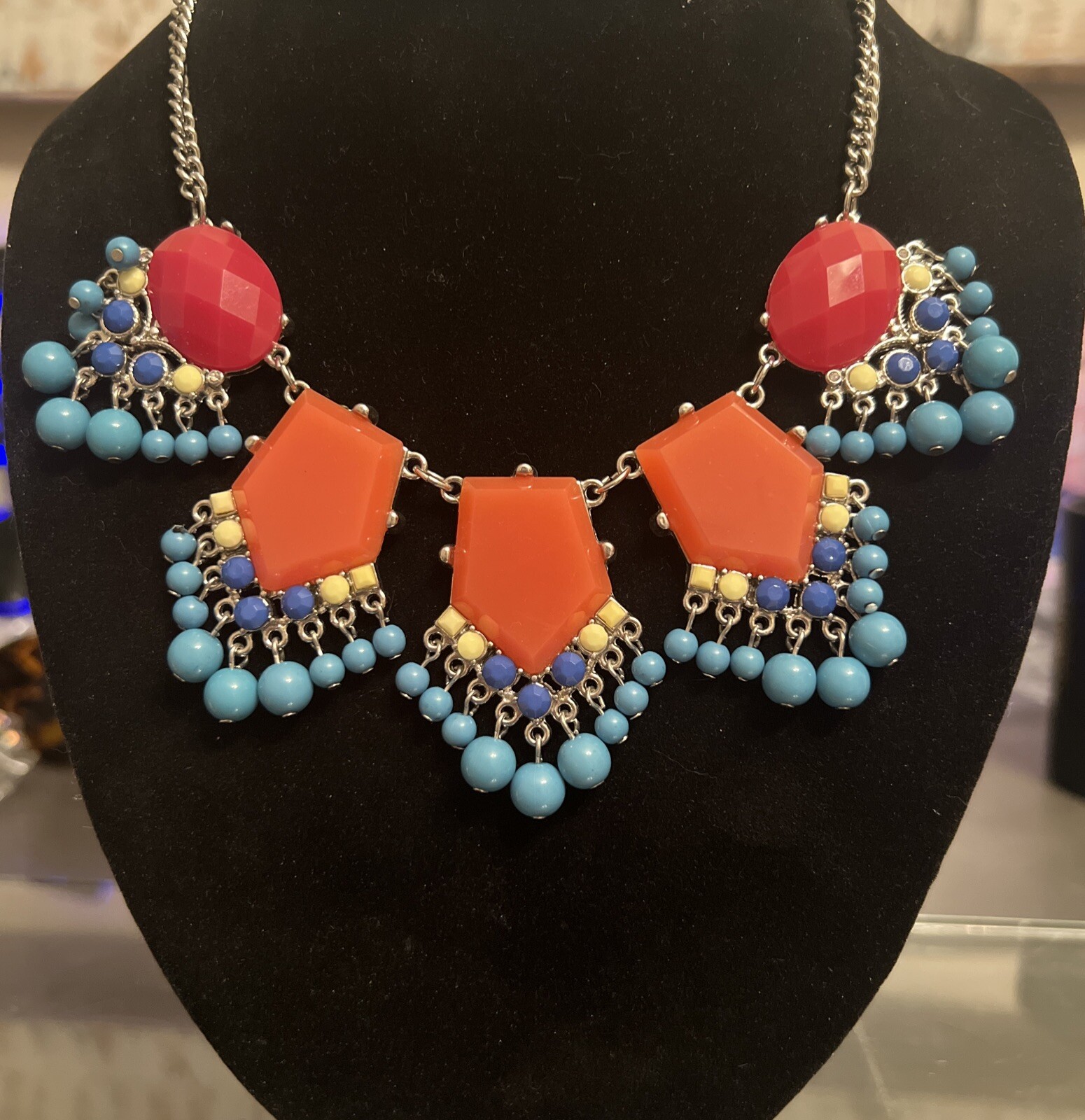 Bold Multicolor Acrylic Statement Collar Necklace… - image 1