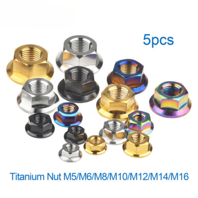 #ad #ad 5pcs Titanium Nut M5 M6 M8 M10 M12 M14 M16 Flange Hex Nuts Ti Alloy Fasteners $47.32