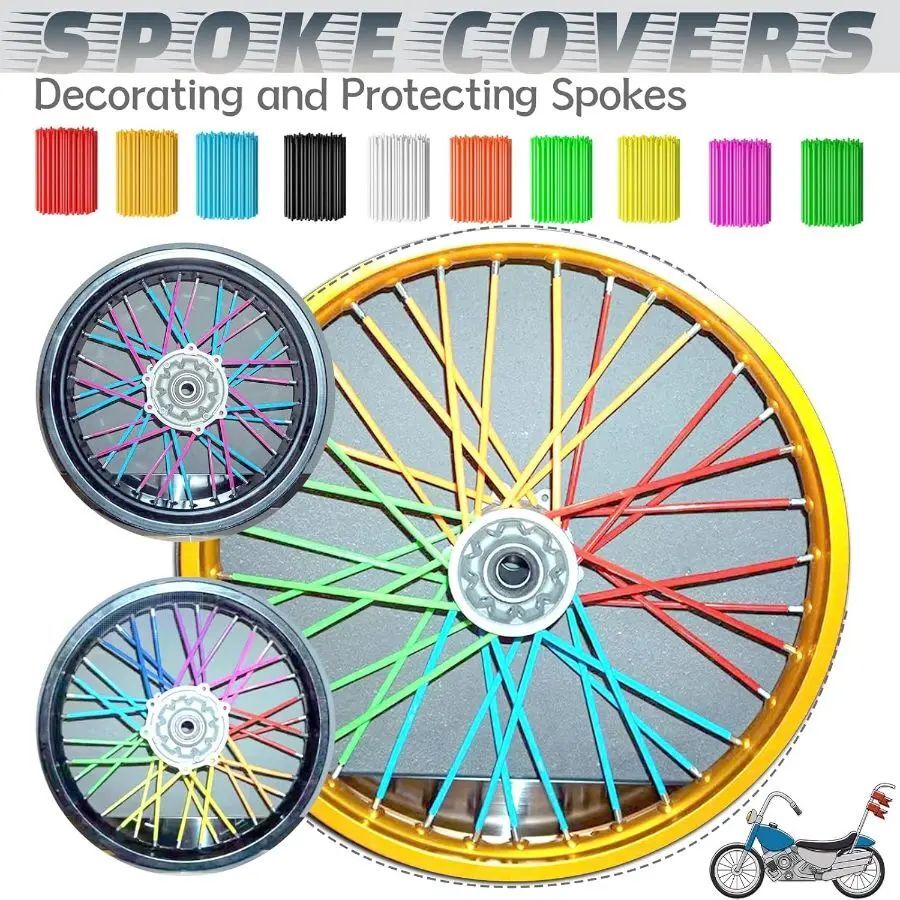 100 PCS 24cm Colorful Bike Spoke Covers Fits 2 Rims 9.45in Length