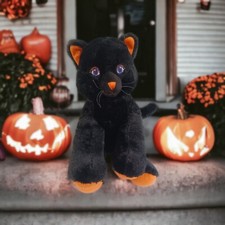 Build A Bear 'Lucky' Black Cat Sparkle Fur Purple Eyes Stuffed Animal Plush