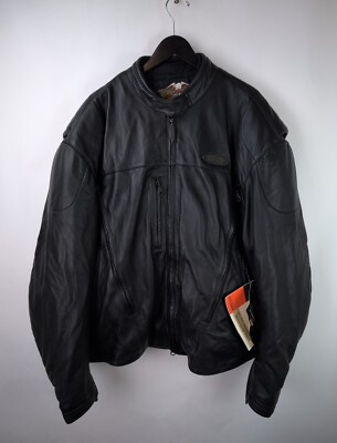 NWT HARLEY DAVIDSON FXRG Men's Sz 4XL Black Leather Motorcycle Jacket 98508-99VM