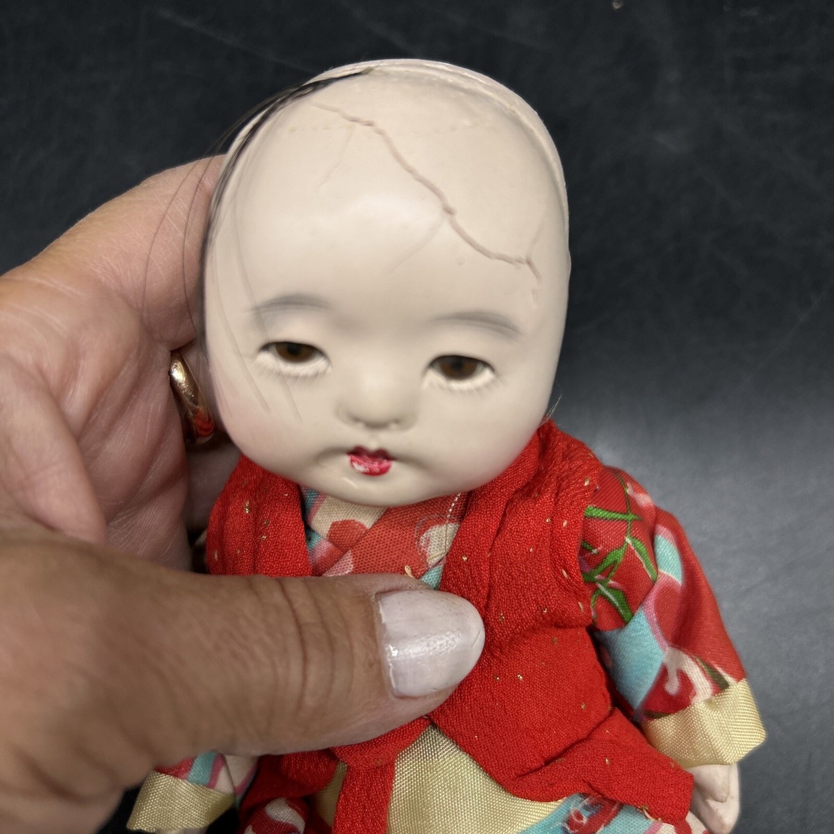 Antique Japan 2 Embroidered Girl Doll 7