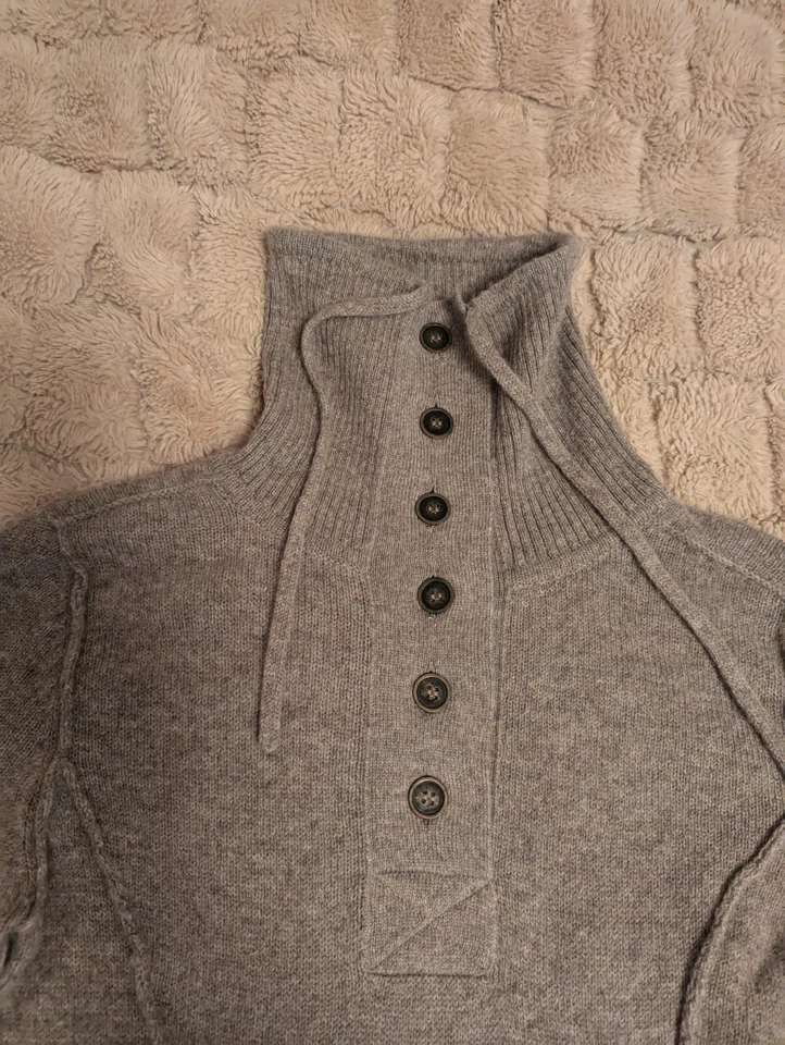 Vestido Suéter Peruvian Connection 100% Alpaca Real Marrón Claro Cuello Alto Pequeño Foto 4 de 4