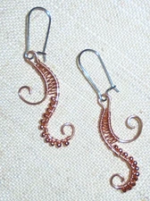 FREE FORM ART COPPER WIRE ORIGINAL DESIGN HAND CRAFTED EARRINGS #333