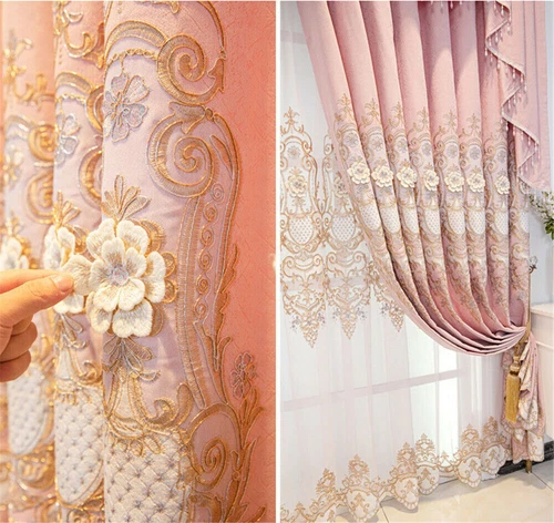 Luxury European 3D Floral Embroidery Blackout Curtain for Living Room 1 Panel - Picture 29 of 40