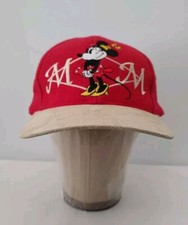 The Disney Store Minnie Mouse Cap Adult Adjustable Leather Strap Red Beige