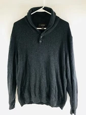 Tasso Elba Sweater Men's Size Large Charcoal Gray Pullover Cowl Neck Ribbed