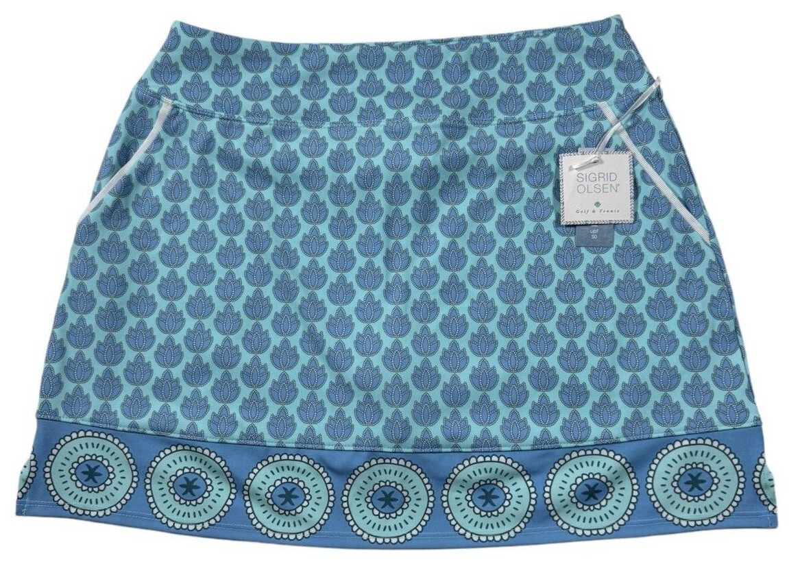 NWT Sigrid Olsen Skort Skirt XS S M L XL Blue Pockets Golf Tennis