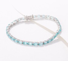 QVC Generation Gems 4.85ct Oval-Cut Blue Apatite Tennis Bracelet Sterling Silver