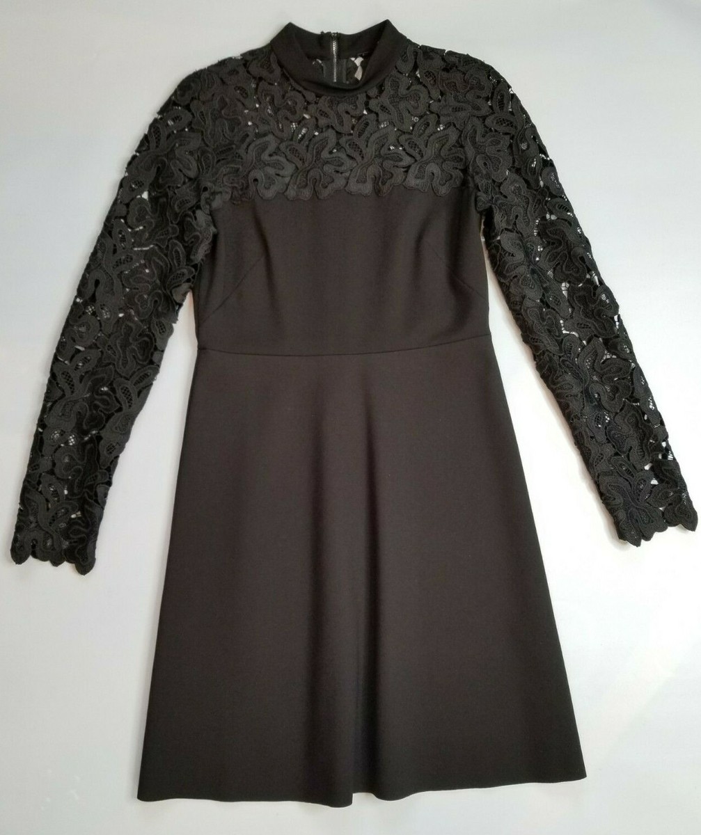 ELIE TAHARI BLACK LACE UPPER TOP SHEATH DRESS SIZE US 6 UK 10