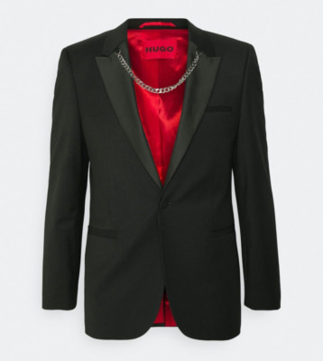 BOSS BY HUGO SAKKO ARTI231 Gr. 48 M BLACK JACKET BLAZER 38R JACKE SMOKING 1!X