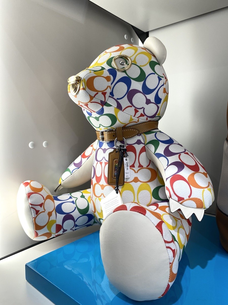 coachベアー Coach Collectible Bear In Rainbow Signature Canvas CJ954 for