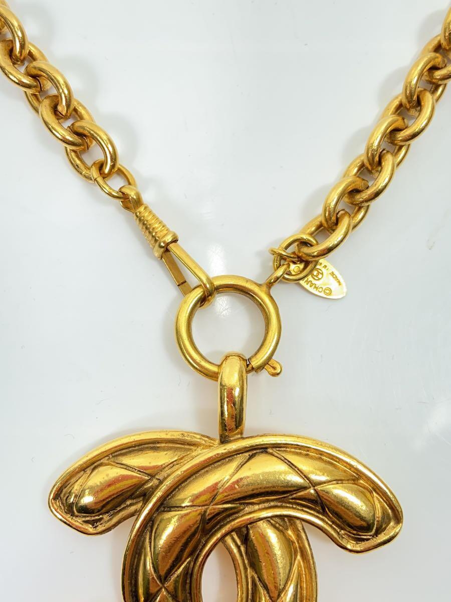 25A★キラめくお洒落さ♪【CHANEL】LONG PENDANT NECKLACE CHANEL Quilted Pattern Necklace Long Necklace Gold CC