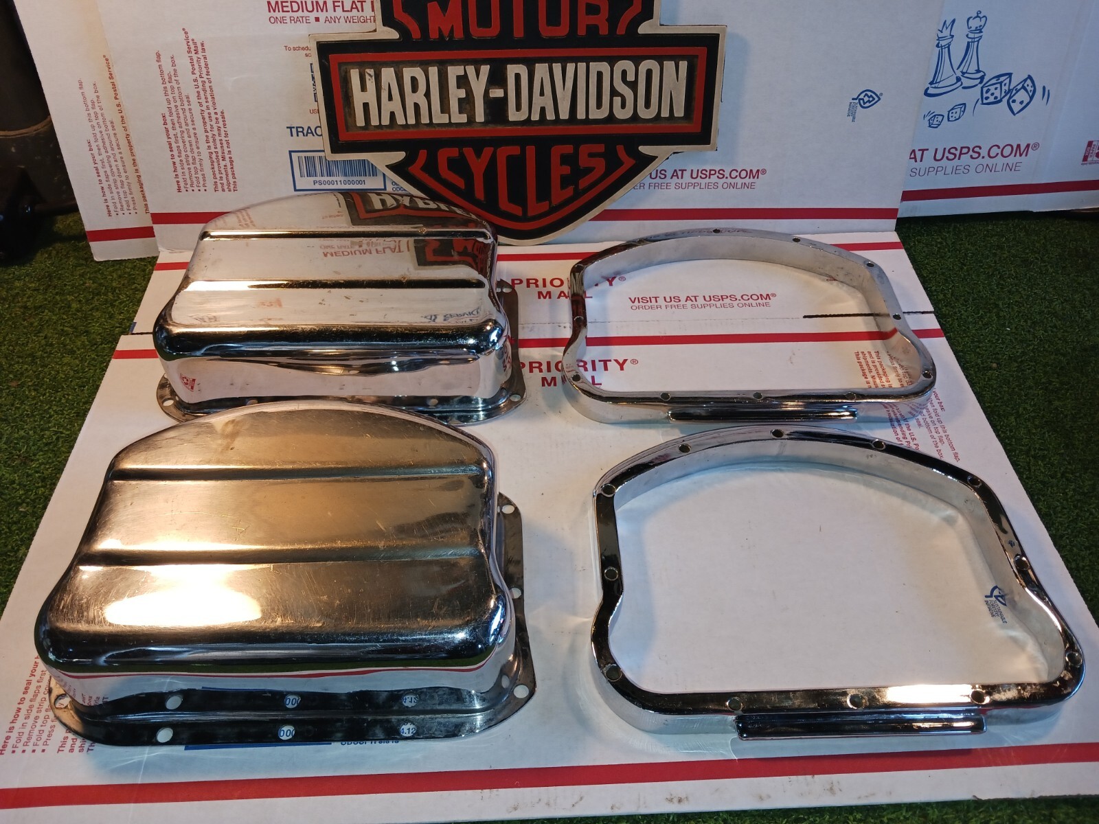 Original Harley Panhead Stainless Steel Rocker Covers W/D Rings Panhead