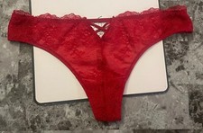 NWT VICTORIA'S SECRET SMALL RED MESH LACE STRAPPY CUTOUT RARE THONG PANTIES