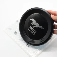 Black Round Decklid 3D Emblem Horse 5.0 Years Trunk Lid 5.9'' Badge For Mustang