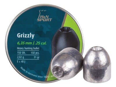 H&N Grizzly 150 Count HOLLOW POINT 6.35mm .25 Caliber Pellets MADE IN GERMANY