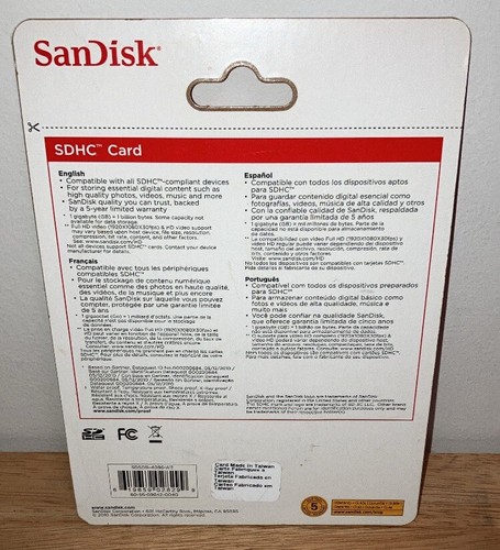 Sandisk SDHC Secure Digital High Capacity Card 4GB Class 4 Camera Camcorder New - Picture 3 of 4