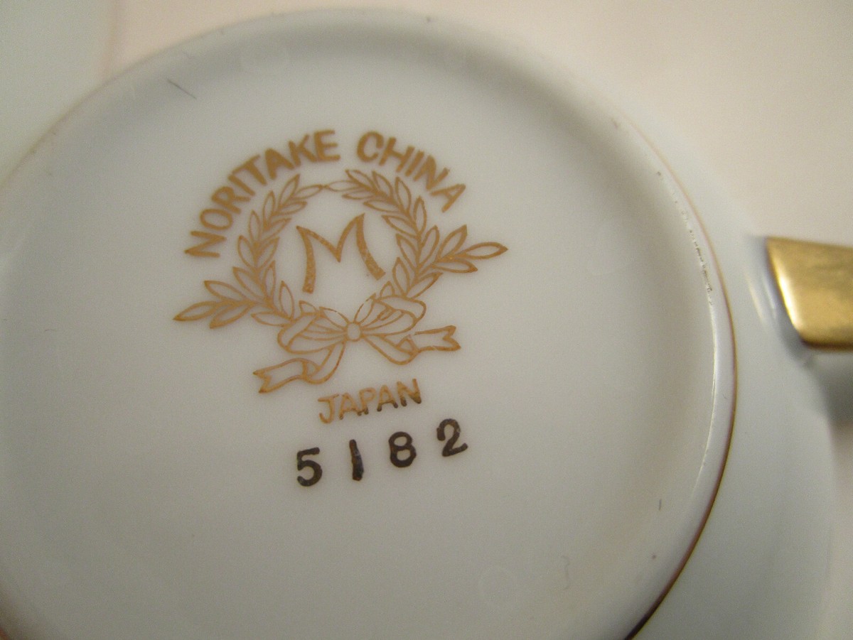 Vintage Noritake China Japan 5182 Gold Rim Set of 4 Tea Cups