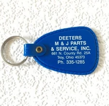 Vintage Keychain DEETERS M & J PARTS & SERVICE INC. Key Fob Ring TROY, OHIO USA