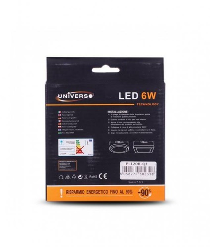 PLAFONIERA ESTERNO A LED FARETTO FARO PANNELLO TONDO ROTONDO 6W-LUCE CALDA 3000K - Foto 3 di 3