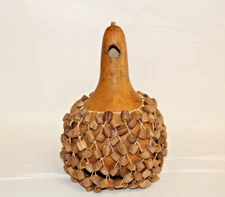 Authentic African Shaker Rattle Drum Gourd Shakere Hand Percussion Handmade