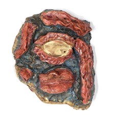Scultura rilievo "Toro Seduto" 21 cm pezzo unico ceramica Prof.em Loeschner-Gornau