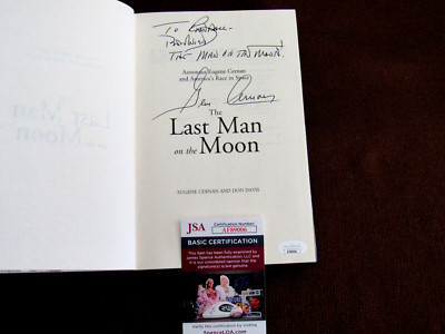EUGENE GENE CERNAN APOLLO 17 SIGNED AUTO 1ST EDITION LAST MAN ON MOON BOOK JSA 2