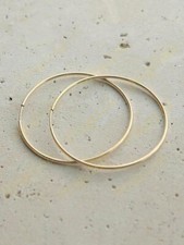 Real 18K Yellow Gold Filled Tarnish-Free 40mm/1.57" Medium Endless Hoop Earrings