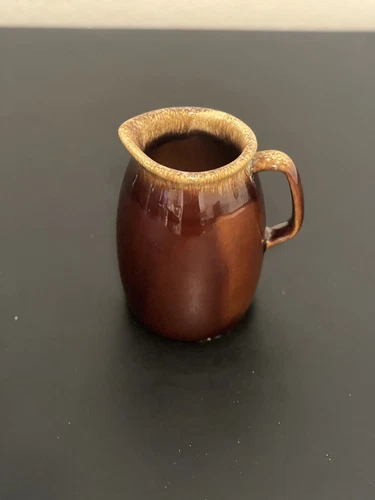 Hull Oven Proof Brown Pitcher Drip Glaze Made In USA 6 3/4 " Vintage