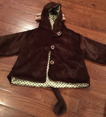 NWOT Bearington Baby Collection Soft Minky Monkey Coat 6-12 Months