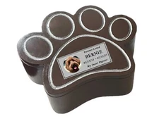 Custom Pet Urn, Paw Print Shape, Small Dog Urn, Cat Urn, Engraved Name Plate