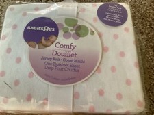 NEW-Babies R Us Jersey Knit Bassinet Sheet/100 Cotton Pink White Polka Dot