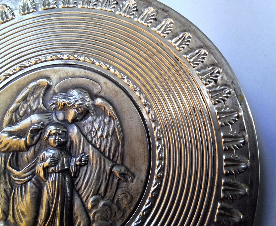 Antico capoletto culla neonato argento 800 porta fortuna angelo custode bambina - Immagine 4 di 4