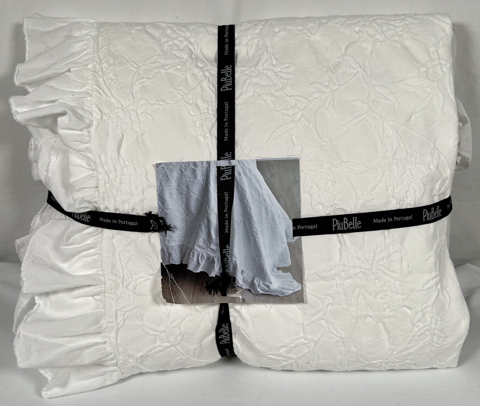 PiuBelle Matelasse Coverlet Bedspread Queen White Cotton Shabby Country