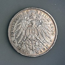 German States BADEN 3 Mark 1909 G   KM# 280   VF