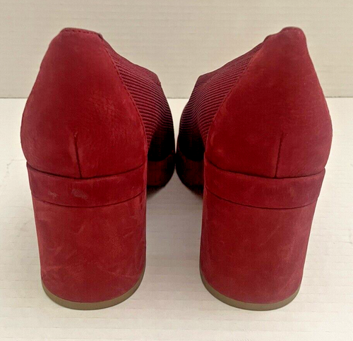 EILEEN FISHER Signy Strick Mesh Stretch Blockabsatz Pumps Burgunderrot Cranberry Größe 6 - Bild 6 von 9