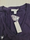 New York & Company Sweater Womens Medium Plum V-Neck Pullover Knit Embellished — photo 3