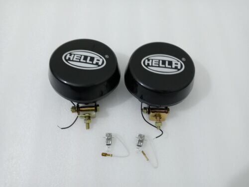 Pair Hella Yellow Fog Lamp With Cover With Bulb H3 Halogen Bulb Universal Fit - Picture 6 of 20